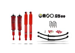 Pedders Heavy Duty Load Carrying and Towing Suspension Kit. With Addtional Air Bags. With Foam Cell Shocks & Assembled Front Struts. Toyota Hilux MK8 & MK9 - Parabolic Leaf Springs