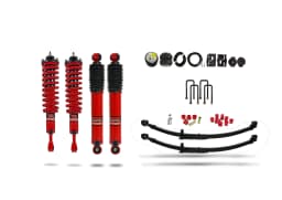 Pedders Heavy Duty Load Carrying and Towing Suspension Kit. With Addtional Air Bags. With Adjustable Foam Cell Shocks & Assembled Front Struts & Parabolic Leaf Springs. Toyota Hilux MK8 & MK9